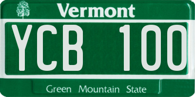 VT license plate YCB100