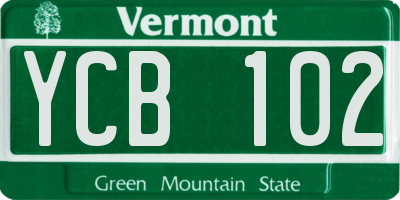 VT license plate YCB102
