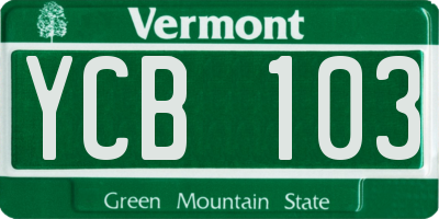 VT license plate YCB103