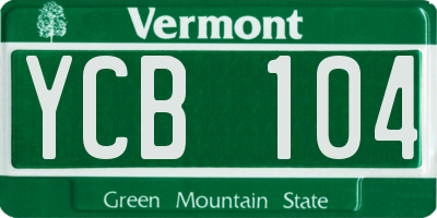VT license plate YCB104