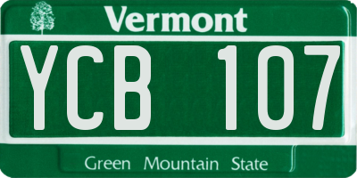 VT license plate YCB107