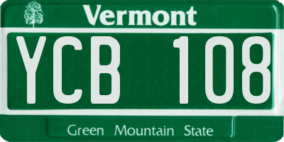 VT license plate YCB108