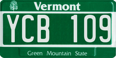 VT license plate YCB109