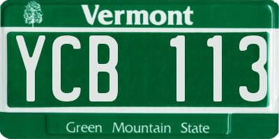 VT license plate YCB113