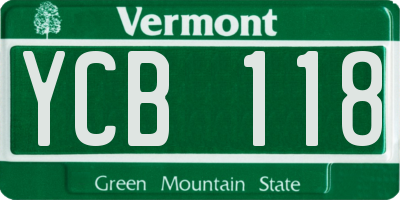 VT license plate YCB118