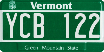 VT license plate YCB122