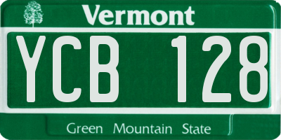 VT license plate YCB128