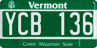 VT license plate YCB136