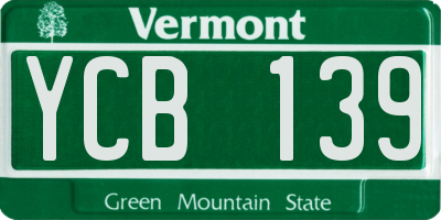 VT license plate YCB139