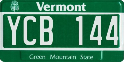 VT license plate YCB144