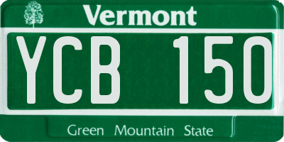 VT license plate YCB150