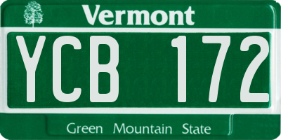 VT license plate YCB172
