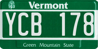 VT license plate YCB178