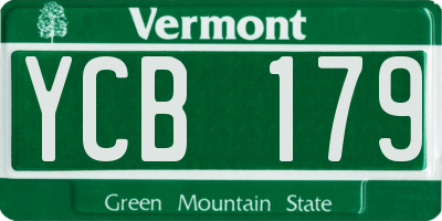 VT license plate YCB179