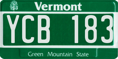 VT license plate YCB183