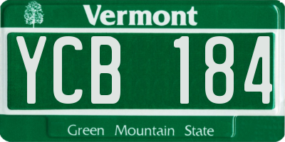 VT license plate YCB184