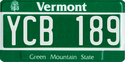 VT license plate YCB189