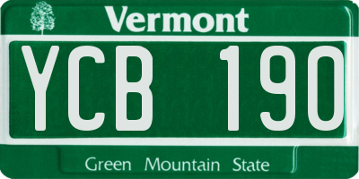 VT license plate YCB190