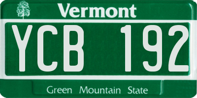 VT license plate YCB192