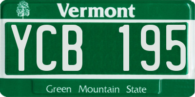 VT license plate YCB195