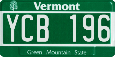 VT license plate YCB196