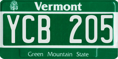 VT license plate YCB205