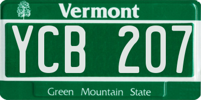 VT license plate YCB207