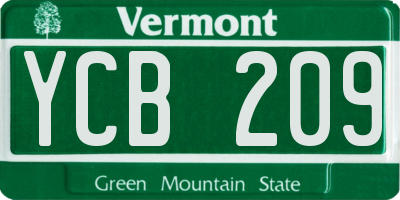 VT license plate YCB209