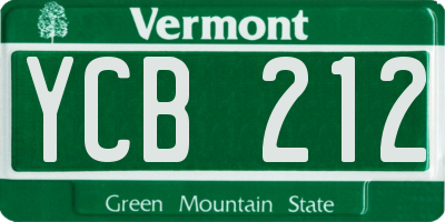 VT license plate YCB212