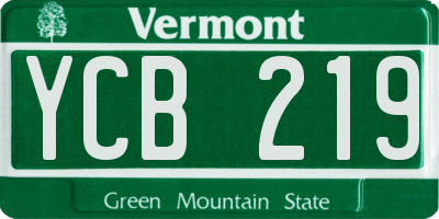 VT license plate YCB219