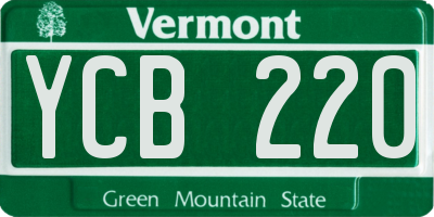 VT license plate YCB220