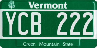 VT license plate YCB222