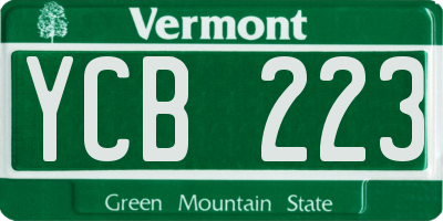 VT license plate YCB223