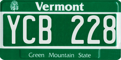 VT license plate YCB228