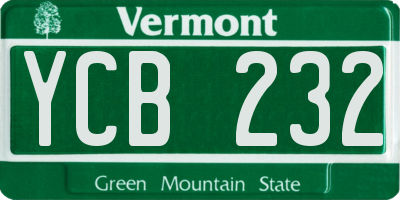 VT license plate YCB232