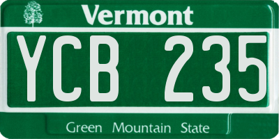 VT license plate YCB235