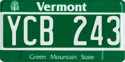 VT license plate YCB243