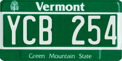 VT license plate YCB254