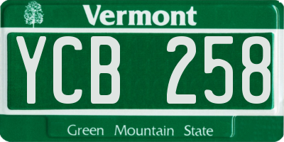 VT license plate YCB258