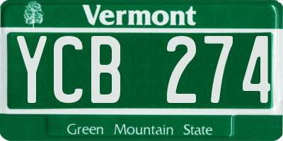 VT license plate YCB274