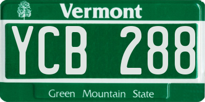 VT license plate YCB288