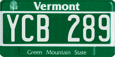 VT license plate YCB289