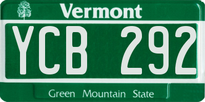 VT license plate YCB292