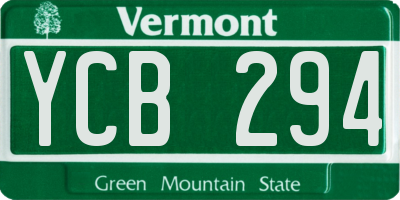 VT license plate YCB294