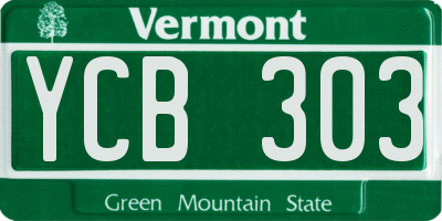 VT license plate YCB303