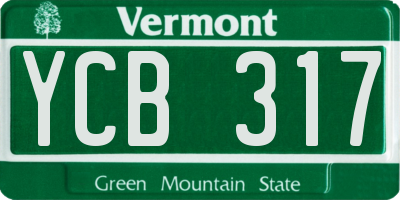 VT license plate YCB317