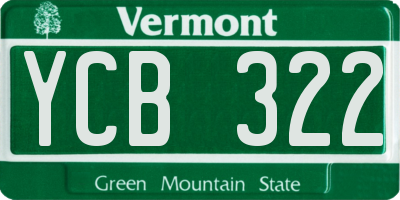 VT license plate YCB322