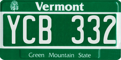 VT license plate YCB332
