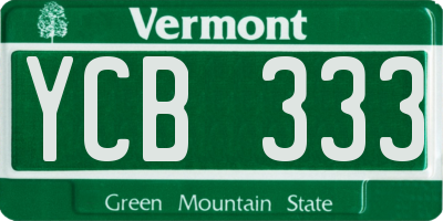 VT license plate YCB333