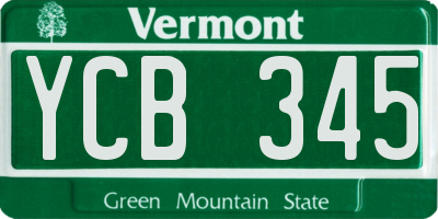 VT license plate YCB345